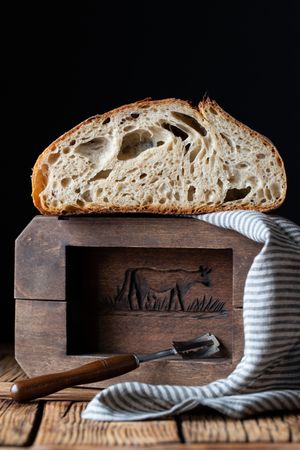 Close up of halved seeded bread