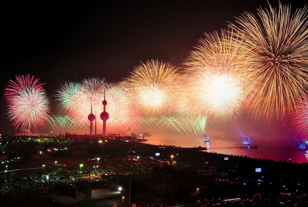Fireworks display during night time