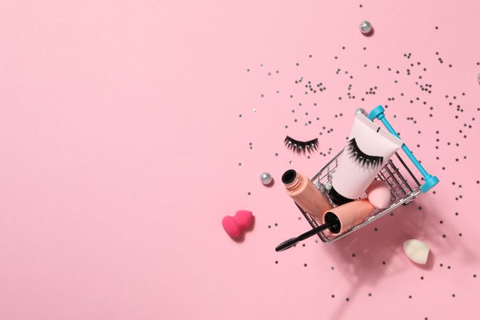 False eyelashes, concept of different makeup accessories