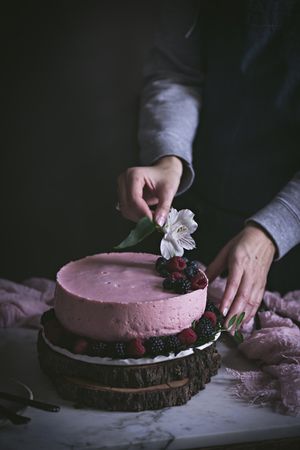Strawberry tart on table