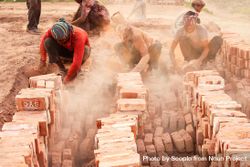 Laborers at brick factory field in Dhaka, Bangladesh 5oKeg5