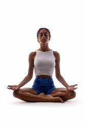 Tranquil yoga meditation: mindful lotus pose with open palms