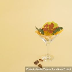 Leaves in martini glass, autumn abstract design 0LylR5