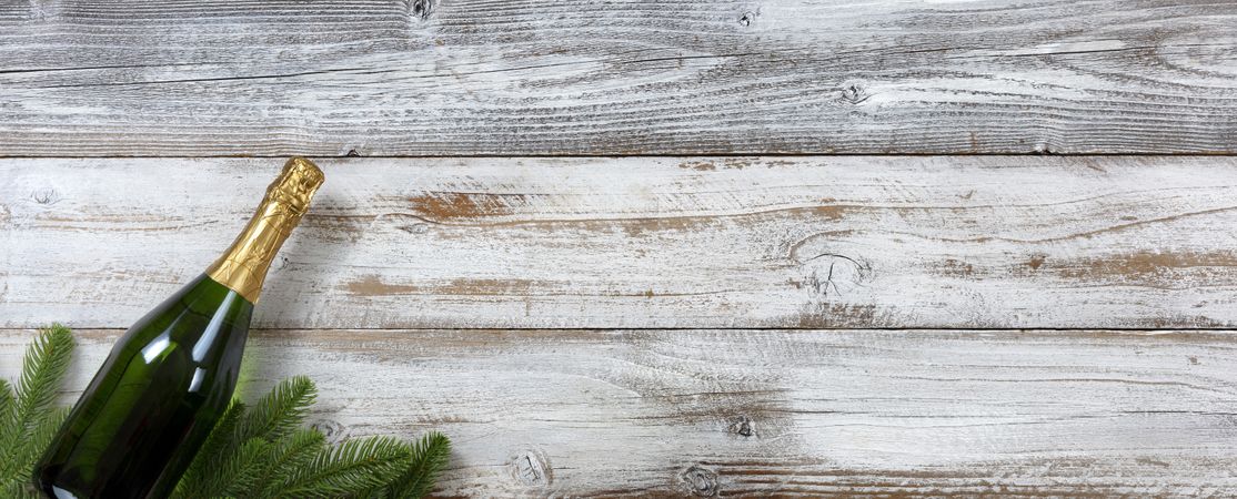 Happy New Year and Christmas concept on wood for the winter holidays