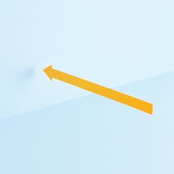 Yellow arrow pointing to the left over blue background