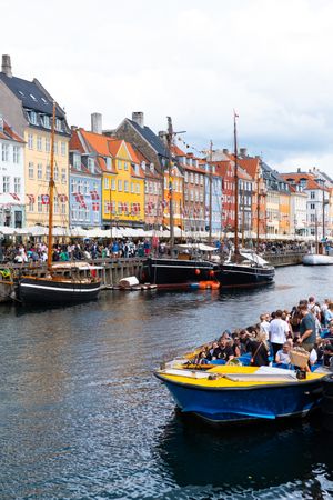 Colorful buildings lining the riverfront of Copenhagen