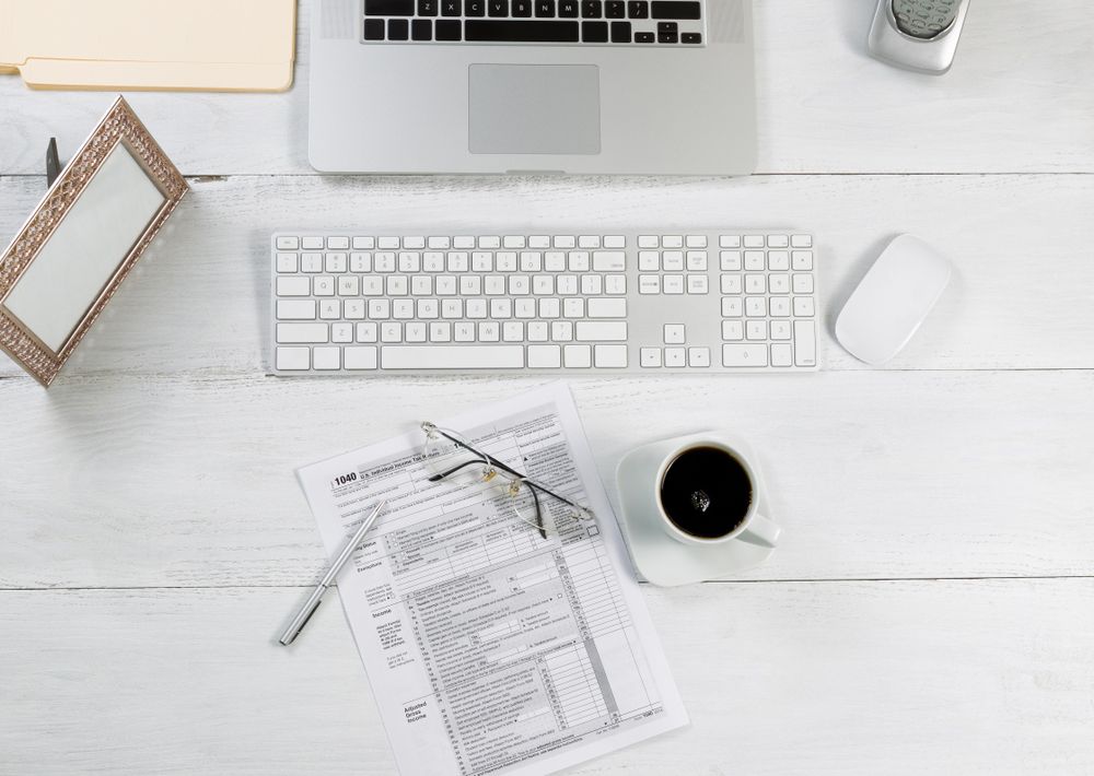 Financial tax forms on desktop