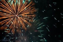 Bright fireworks on night sky