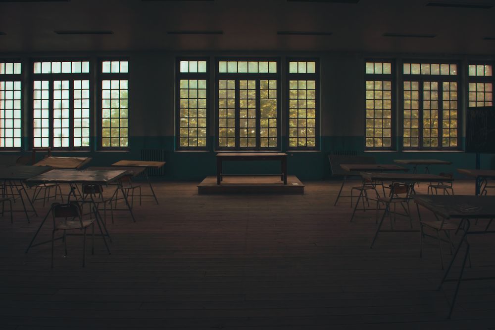 Table on stand in room