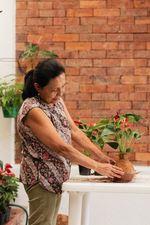 Gardening Grace. Latina Woman's Creative Escape