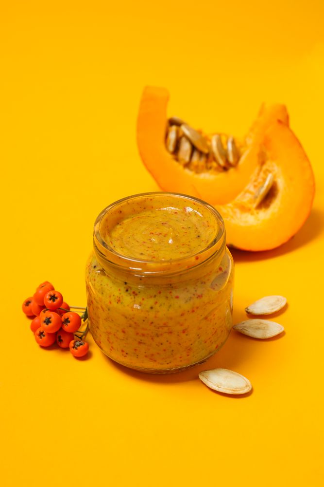Concept of different cosmetic products, Pumpkin cosmetics