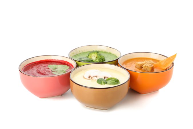 Selection of colorful soups