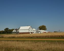 Farmstead with a prominent barn near Hayward, Minnesota n56El0