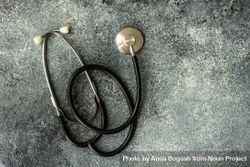 Top view of stethoscope on grey counter with copy space 4jVEm3