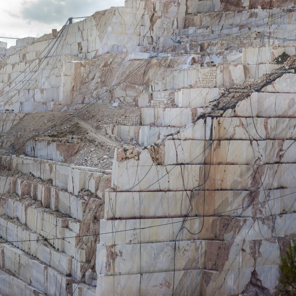 Steps in rough stone quarry