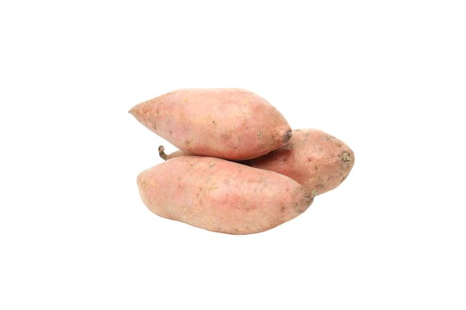 Sweet potato roots, isolated on blank background