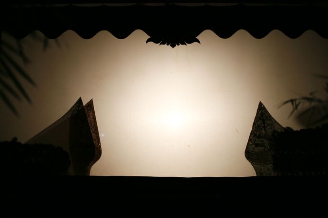Empty stage during a Javanese shadow puppet shot