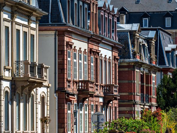 Streets of the old town of Strasbourg. Sunny day, perspective.