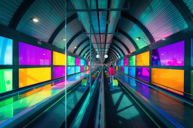 Woman standing on travelator in airport