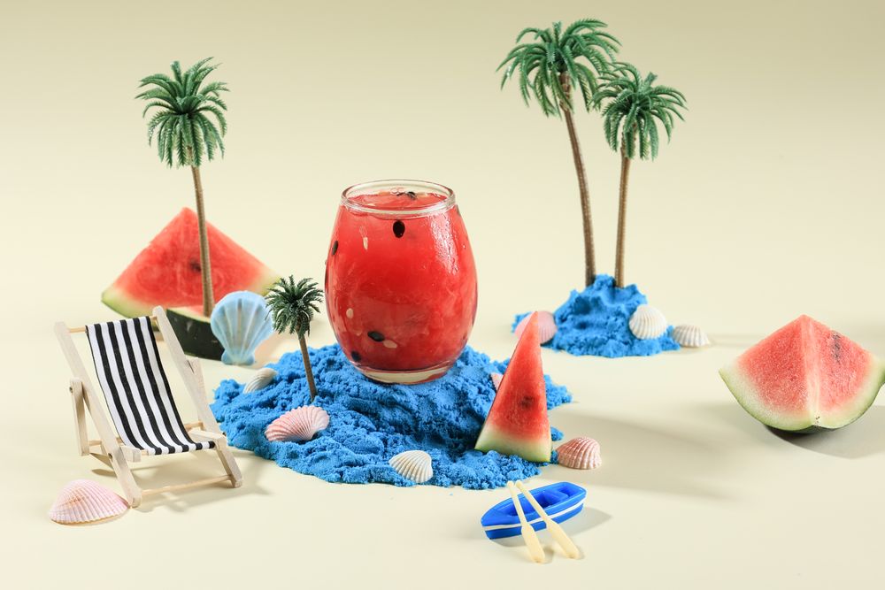 Fresh Made Red Watermelon Juice on the Beach