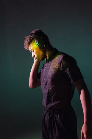 Black male listening to music