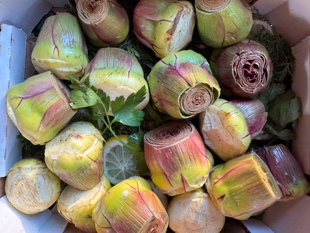 Artichoke hearts for sale in French market