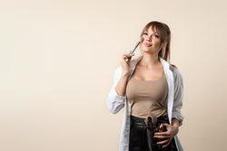 Portrait woman makeup artist