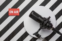On air live radio streaming banner with mic