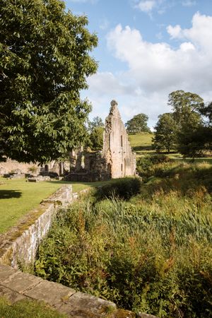 Exterior of medieval castle on sunny day