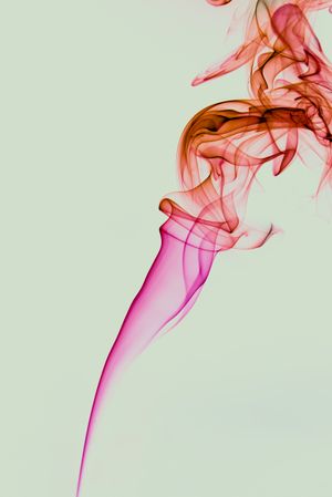Swirls of bright red fume