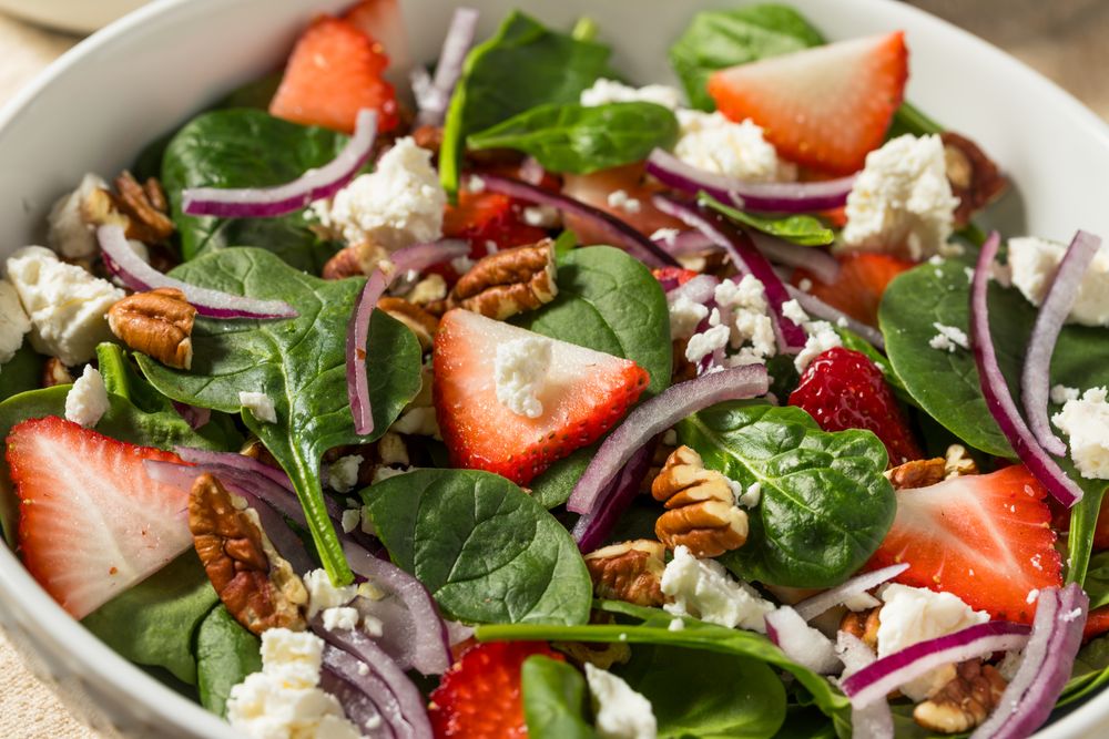 Healthy Homemade Strawberry Feta Spinach Salad