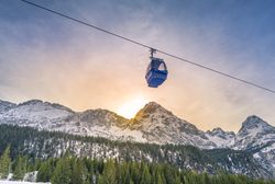 Cable car route over the Alps mountains