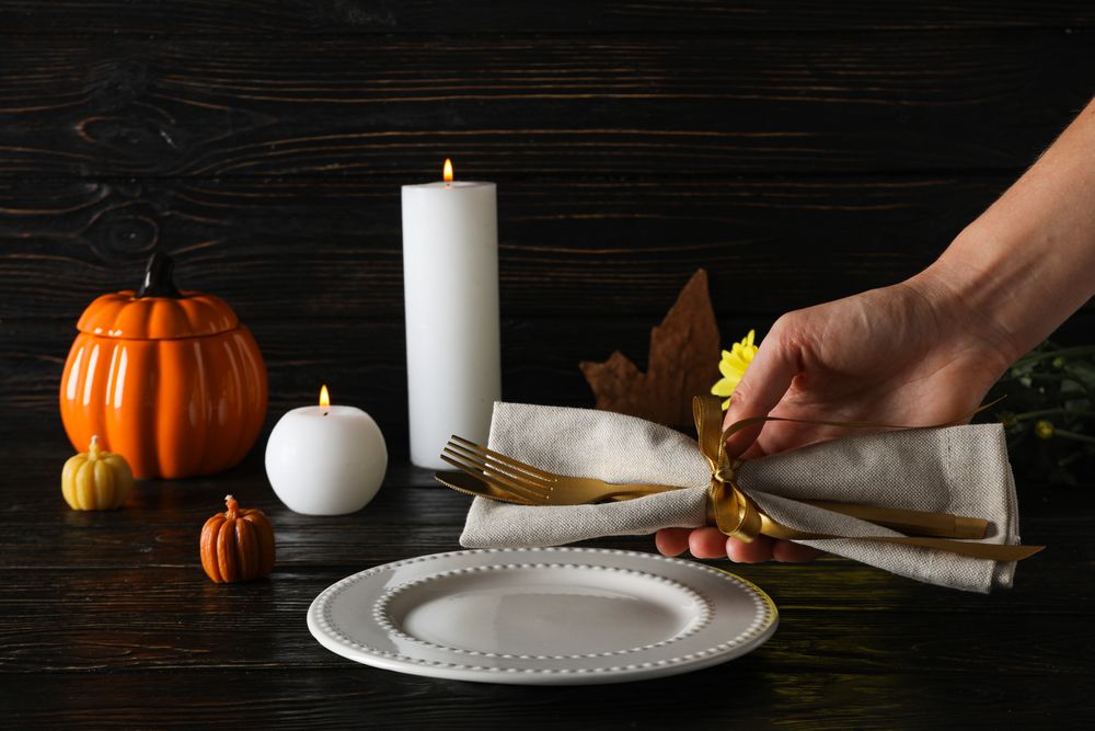 Fall season, autumn time, table setting for fall season
