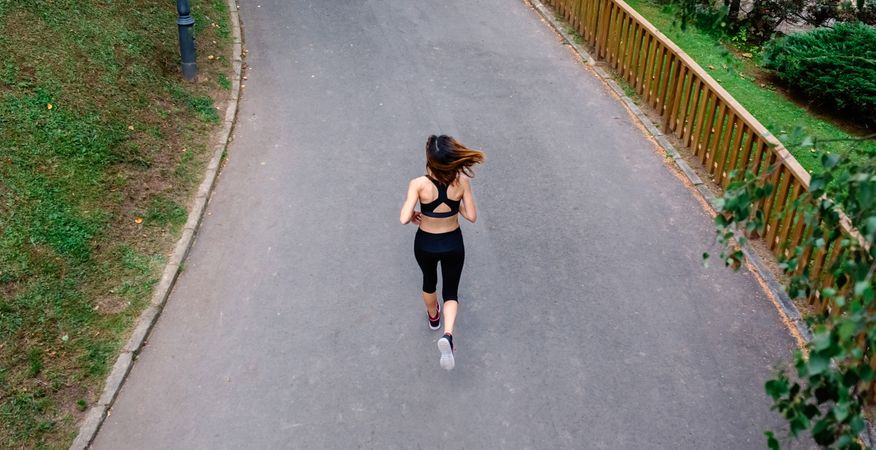 Aerial view of female runner