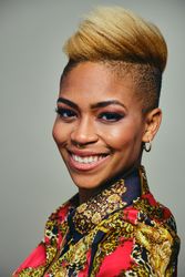 Closeup portrait of cheerful young female smiling