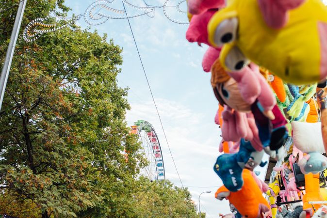 Toys on stall on fairground