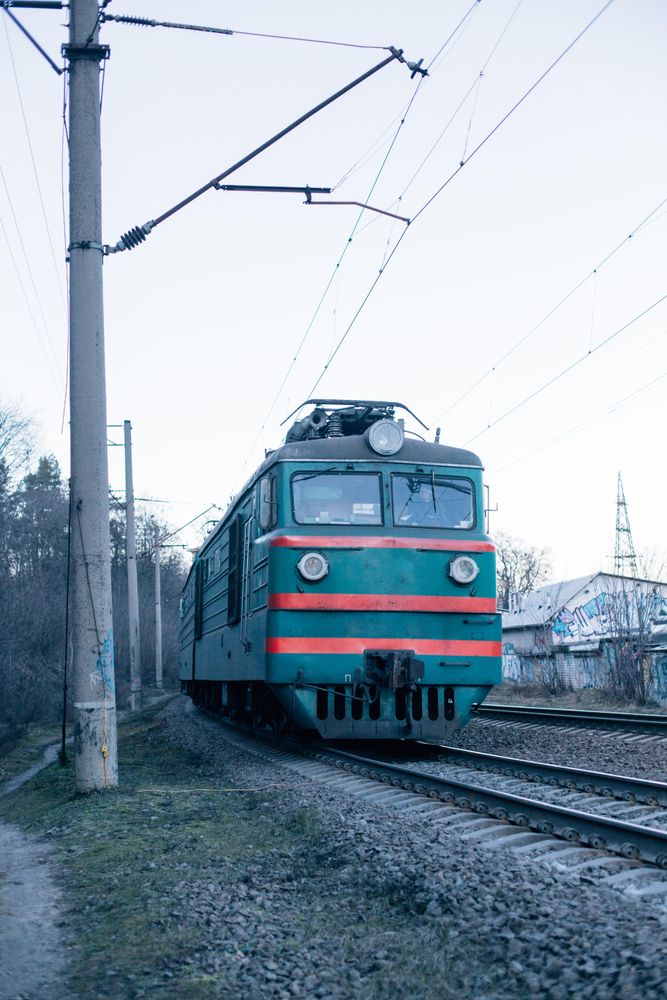 Vintage train on railway