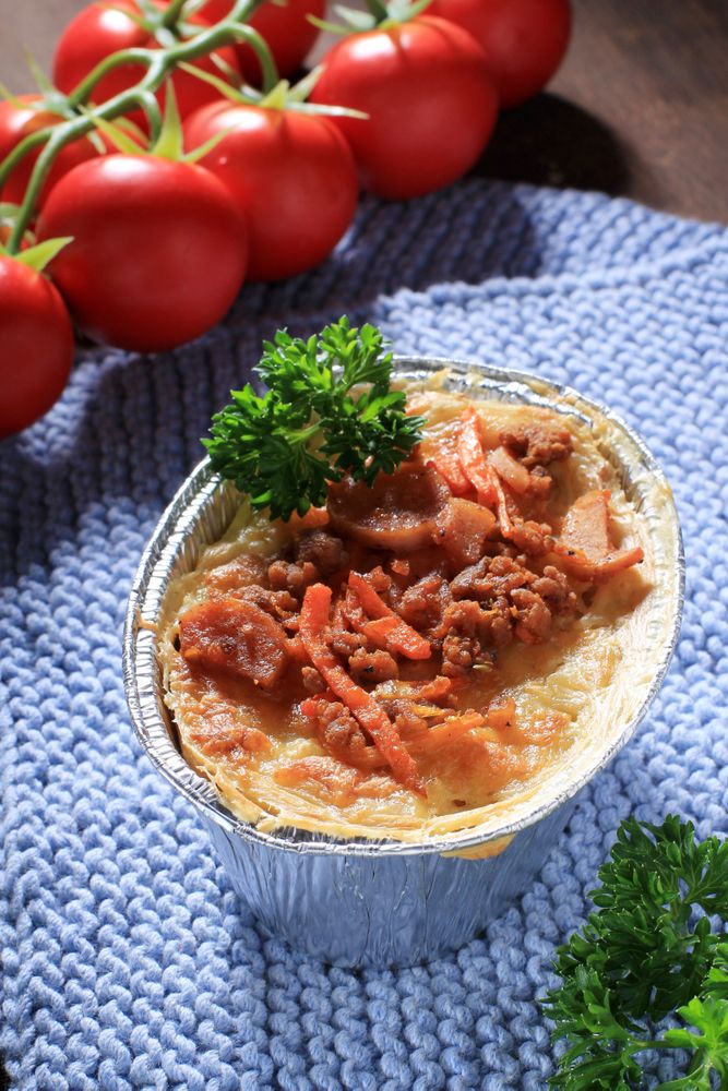 Macaroni Schotel with Sausage Topping