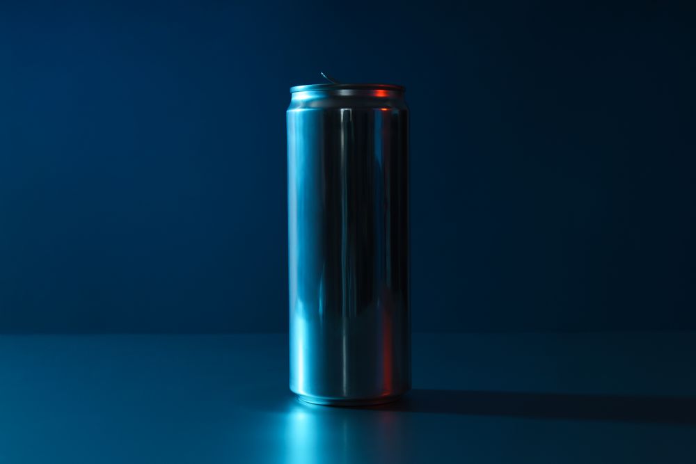 Concept of drink, blank can with space for label