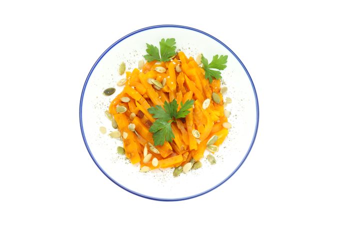 Baked pumpkin isolated on plain background