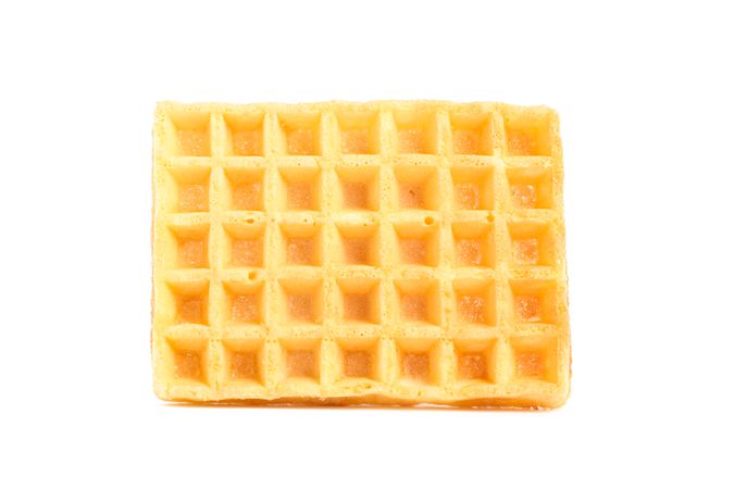 Sweet Belgian waffle isolated on blank background