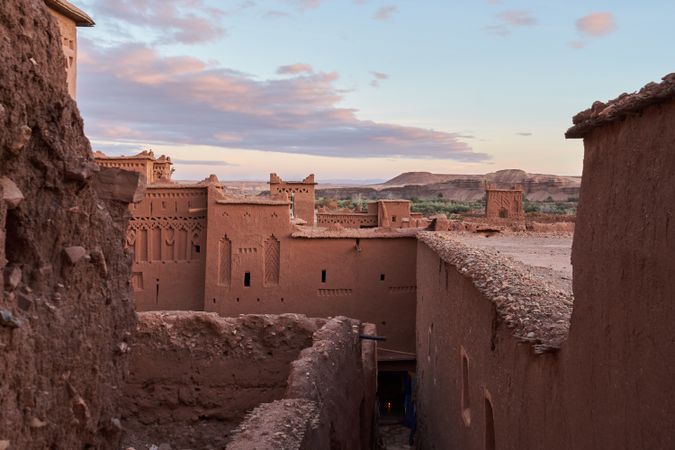 Ancient city in desert and wonderful sky