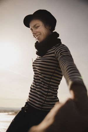 Woman in striped shirt