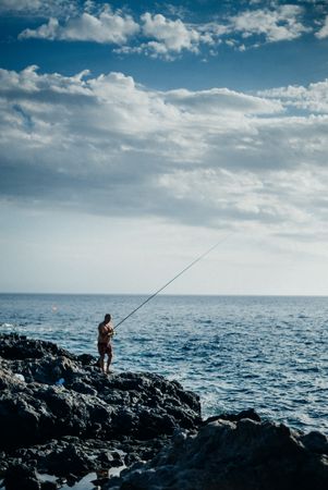 Man fishing in the Canary Islands