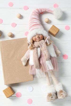 Concept of baby book or books for children, top view