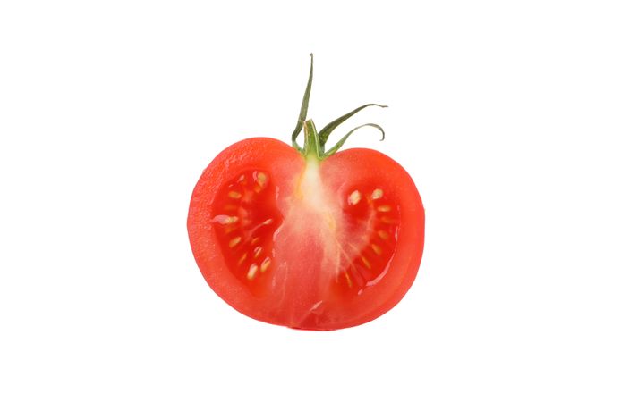 Fresh ripe tomato isolated on neutral background