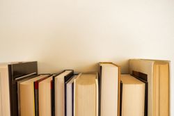 A couple of books placed against the wall