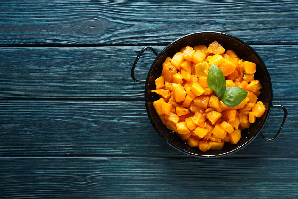 Concept of tasty homemade dish - baked pumpkin