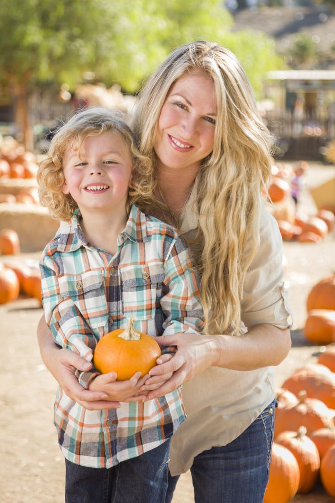 Mother and Son Portrait at the Pumpkin Patch.