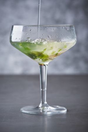 Refreshing martini cocktail with fresh oysters